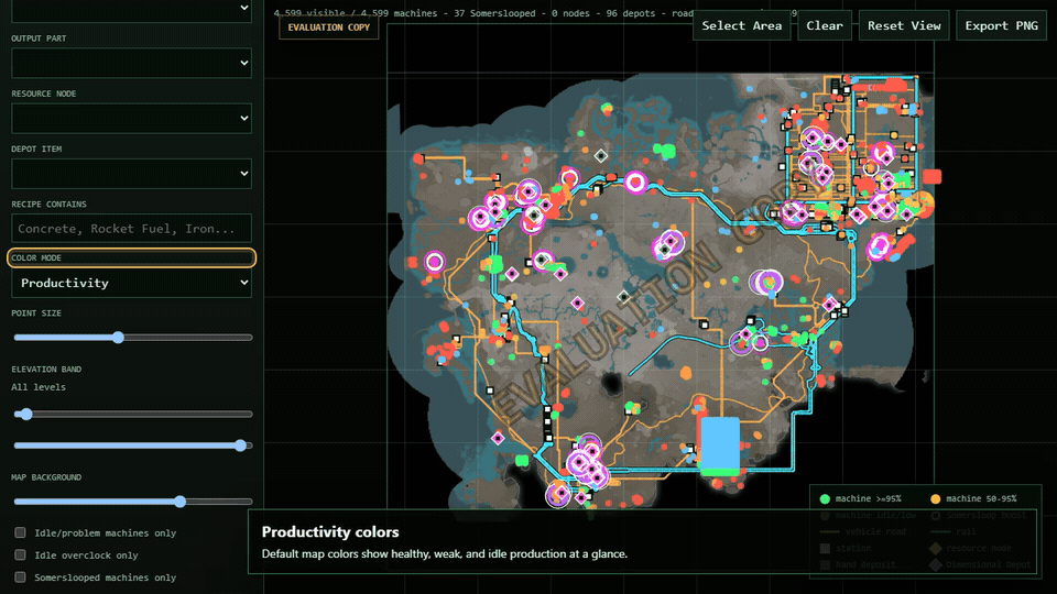Animated Spaghetti Inspector map showing builder color filtering for CaryMePLZ